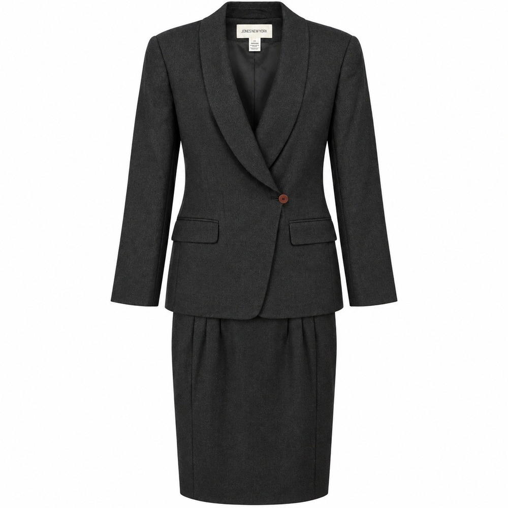 Jones New York Office Siren Skirt Suit Womens 10/8 Corporate Goth Dark Academia